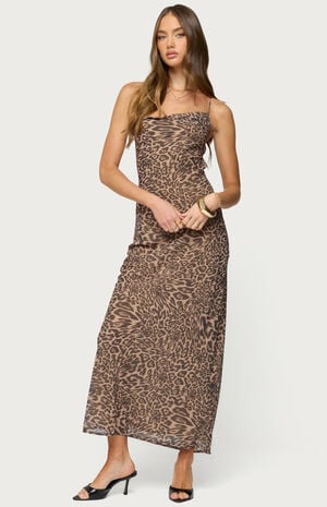 Ayanah Leopard Printed Backless Maxi Dress image number 1