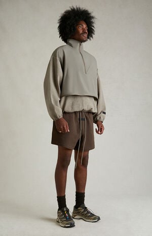 Dust Heather Grey Nylon Fleece Mock Neck Sweatshirt image number 6