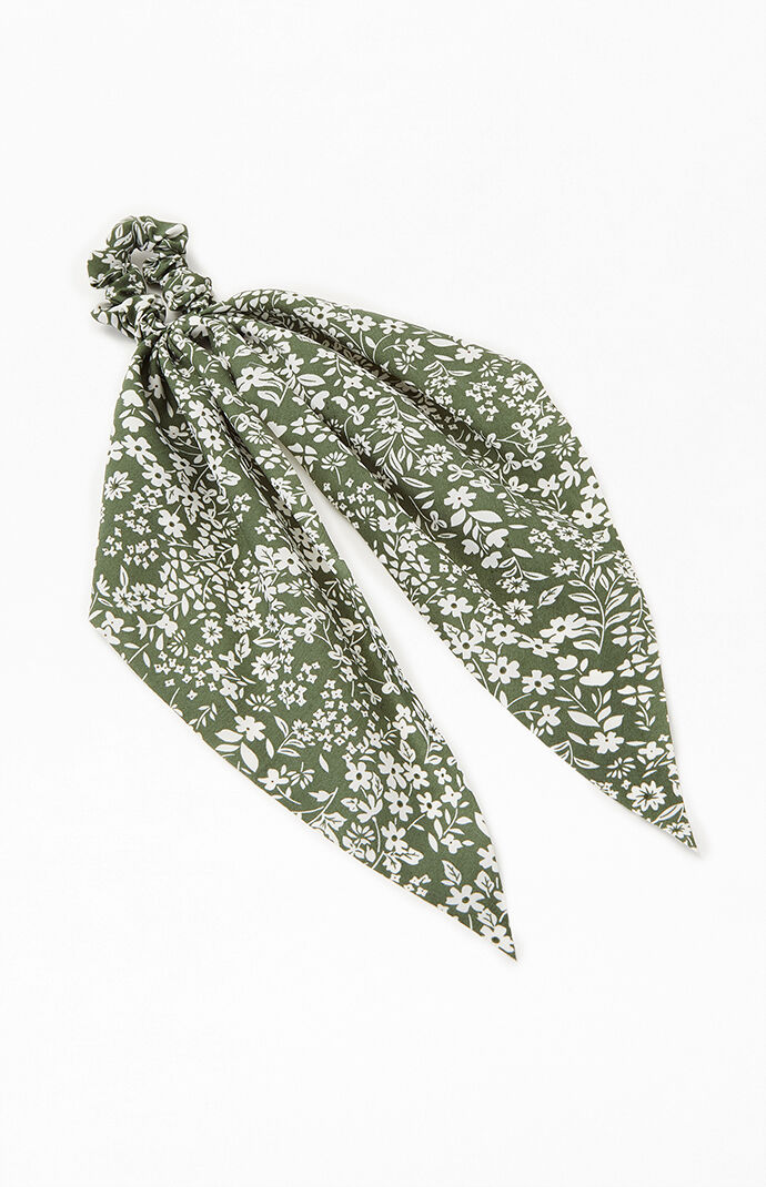 Green Flowy Scrunchie