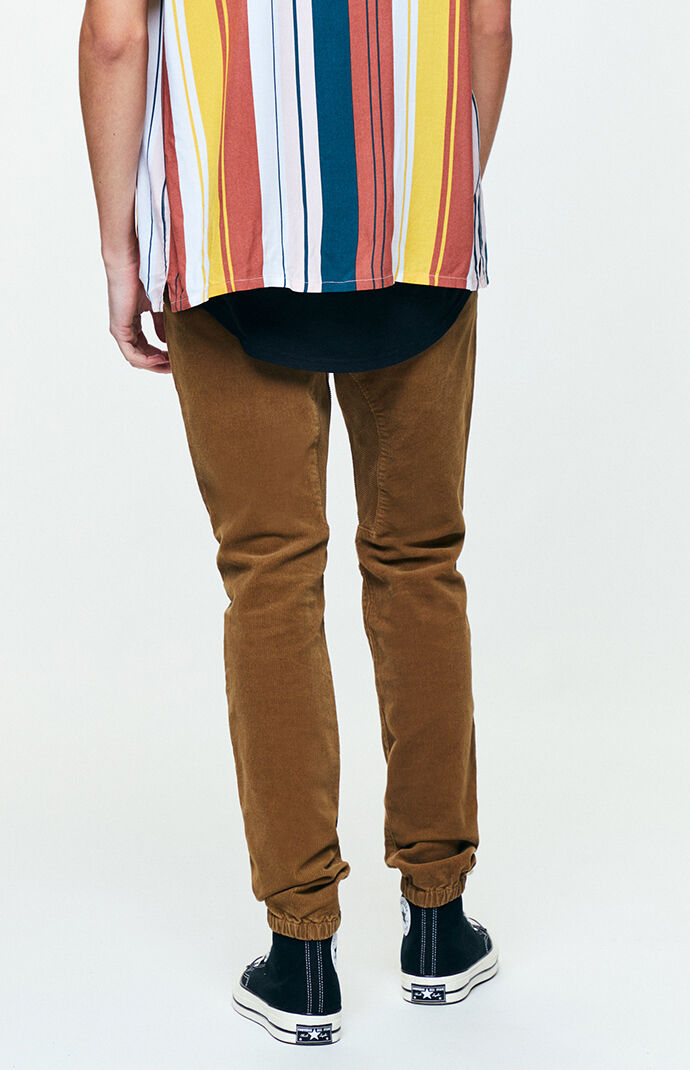 Brown Skinny Jogger Corduroy Pants