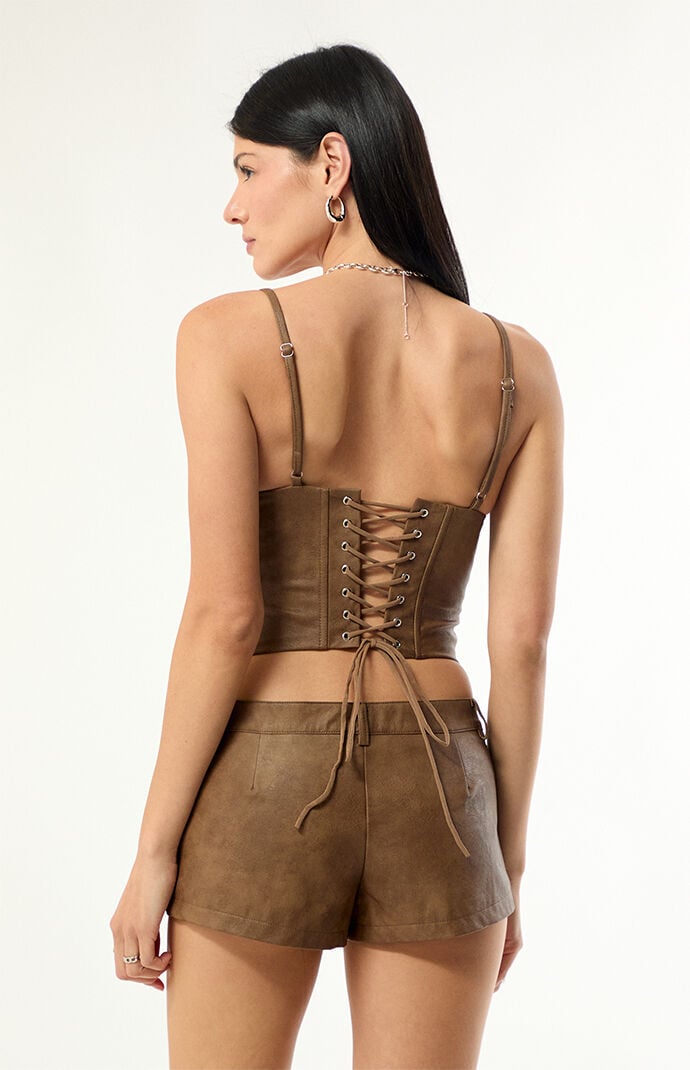 Edikted Idara Faux Leather Corset Top