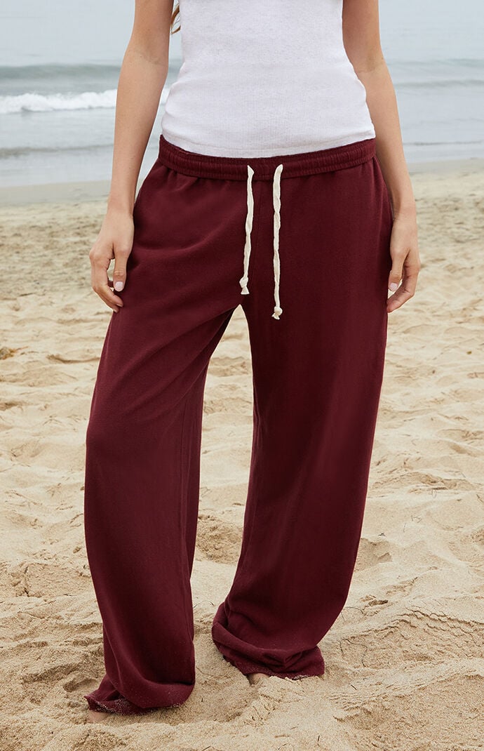 John Galt Burgundy Anastasia Tie Baggy Sweatpants