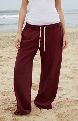 Burgundy Anastasia Tie Baggy Sweatpants image number 2