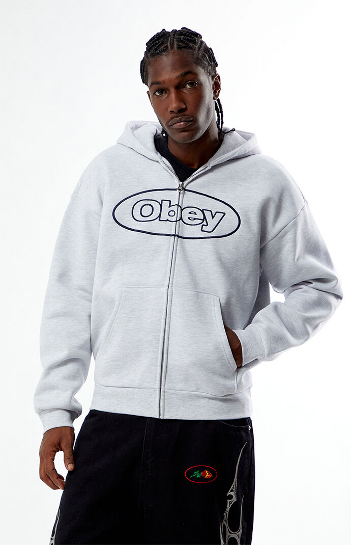 Obey Oval Extra Heavyweight Zip Up Hoodie | Pacsun