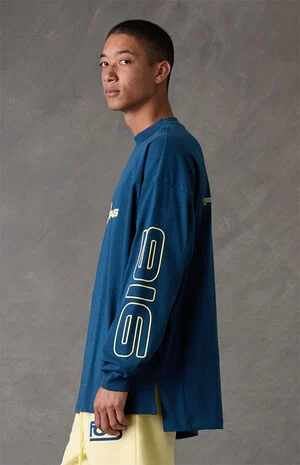 Blue Paneled Modern Long Sleeve T-Shirt image number 3