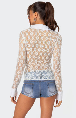 Cecilia Sheer Lace Button Up Shirt image number 5