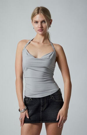 Studded Strap Halter Tank Top image number 2