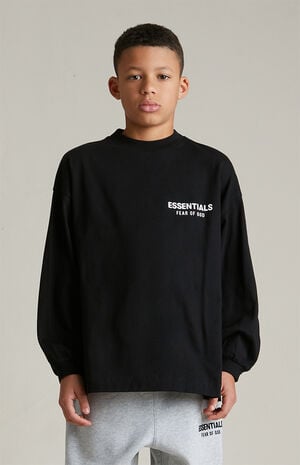 Kids Black Long Sleeve T-Shirt image number 2