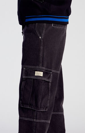 Blake Extreme Baggy Jeans Contrast Stitch Cargo Black image number 5