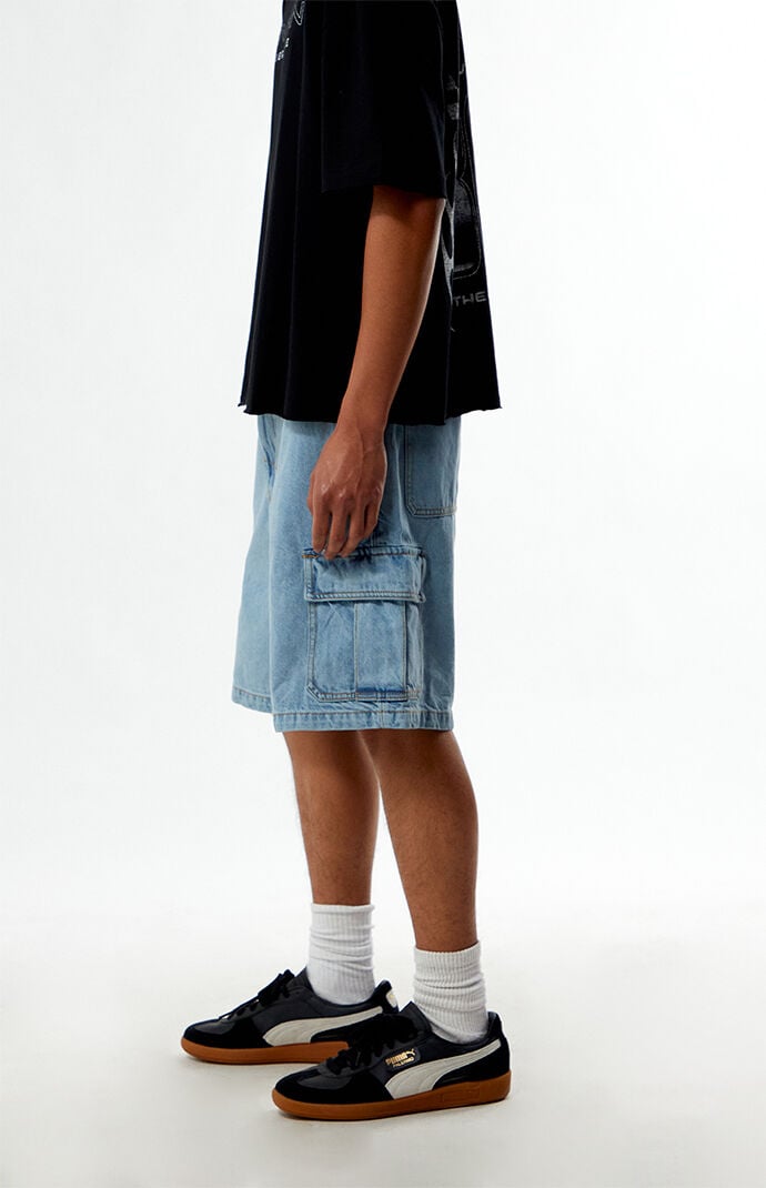 Rhythm Light Indigo Baggy Denim Cargo Shorts