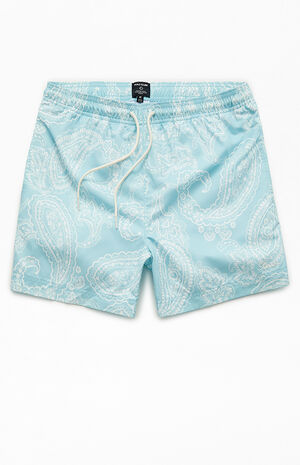 Blue Paisley Tonal AOP 4.5" Swim Trunks image number 1