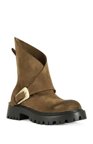 Women's Phrixus Faux Suede Asymmetrical Combat Boots image number 2