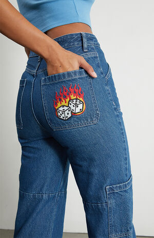 Dark Blue Patch Pocket Carpenter Jeans image number 5