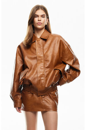 Faux Leather Kenny Bomber Jacket image number 1