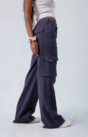 Dark Gray Mid Rise Baggy Cargo Pants image number 3