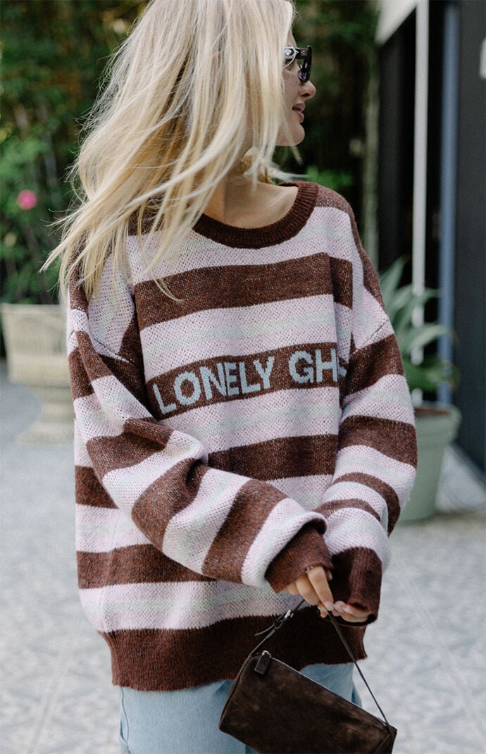 Lonely GHOST Star Knit Striped Sweater