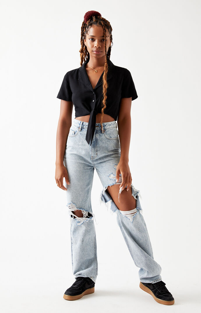 Tied Button Front Shirt