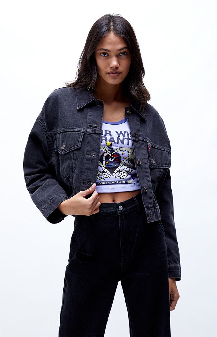 Levis cropped trucker outlet