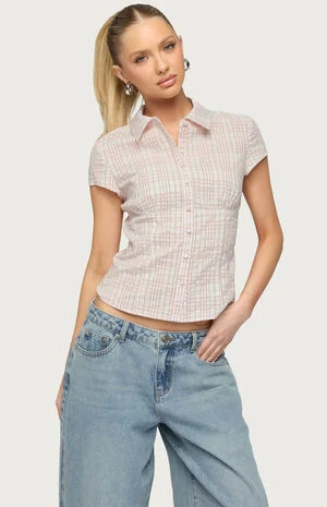 Naiah Plaid Tailored Button Up Shirt image number 1