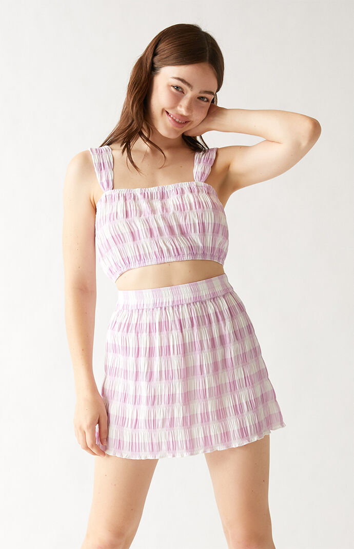 Pink plaid hotsell skirt pacsun