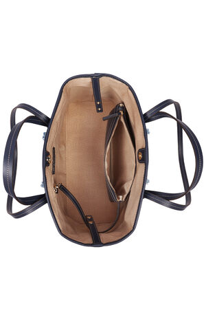 Frayed Denim Horseshoe Tote Bag image number 7