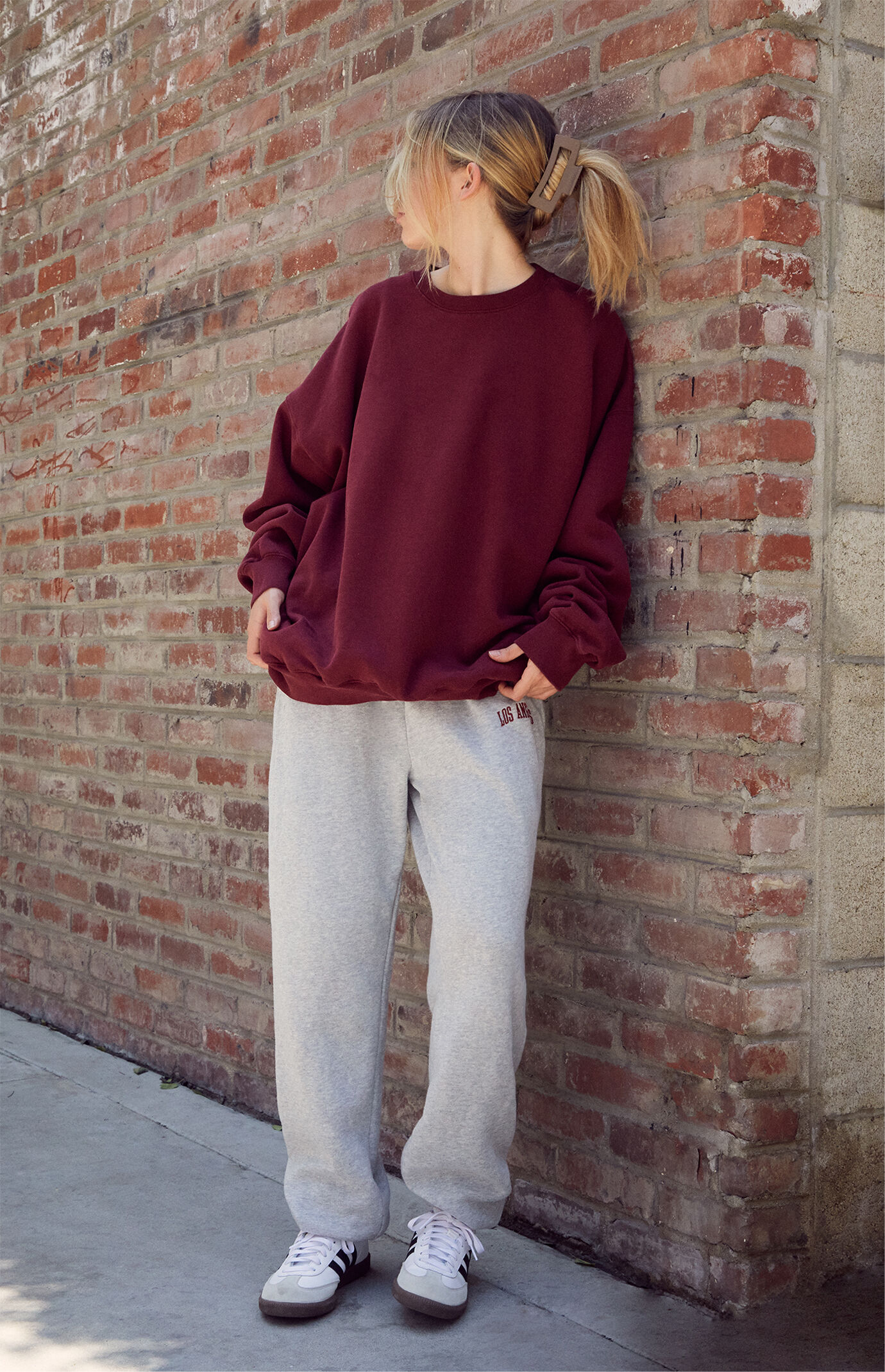 John Galt Burgundy Crew Neck Sweatshirt