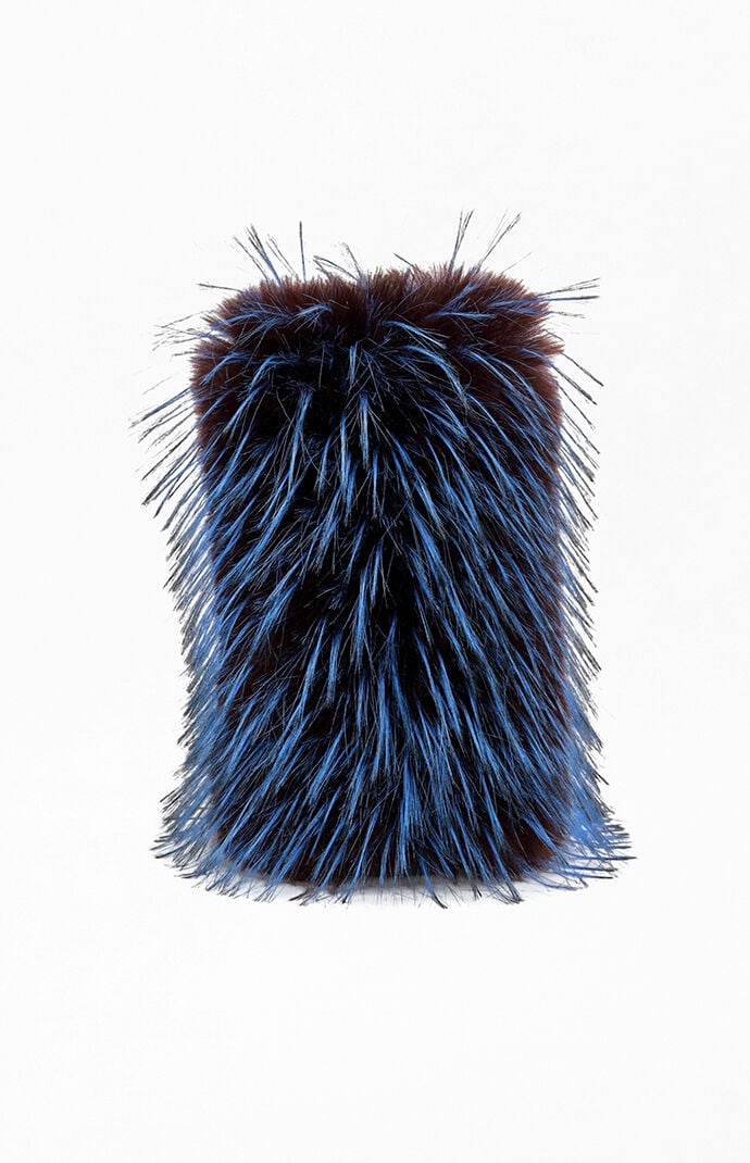 AZALEA WANG Women's Lenix Blue Faux Fur Booties