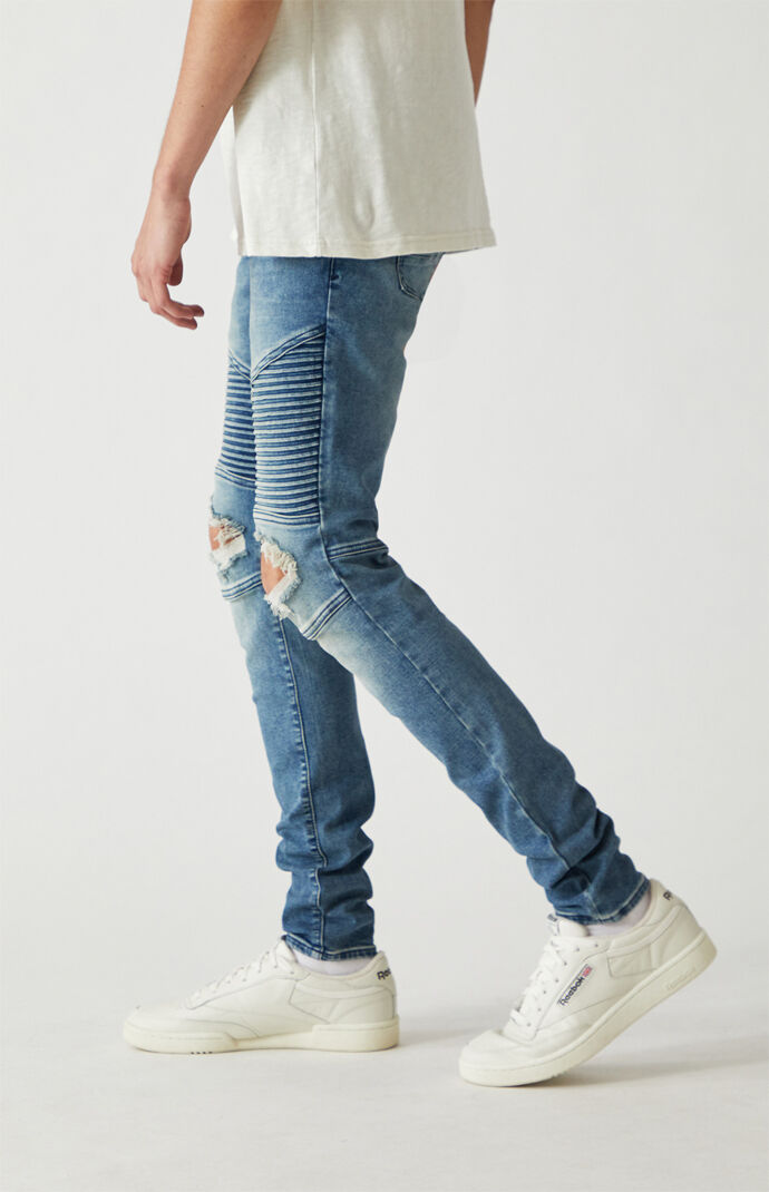 Medium Biker Ripped Stacked Skinny Jeans