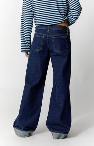 Kaia Ultimate Low Rise Baggy Jeans Roll Cuff Dark Blue image number 4