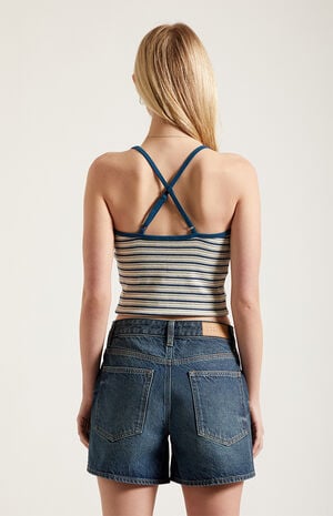 Sophie Denim Mom Shorts Dark Blue image number 4