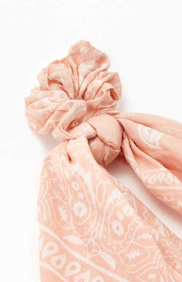 Pink Flowy Bandana Scrunchie