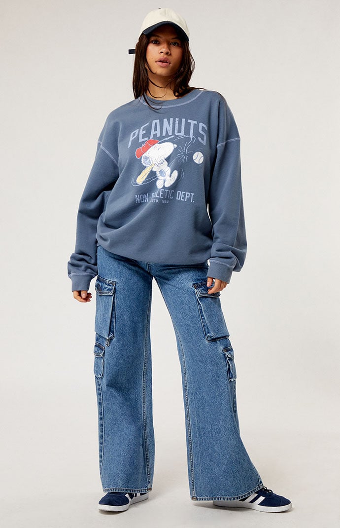 Peanuts Snoopy Swing Oversized Crew Neck Sweatshirt | PacSun