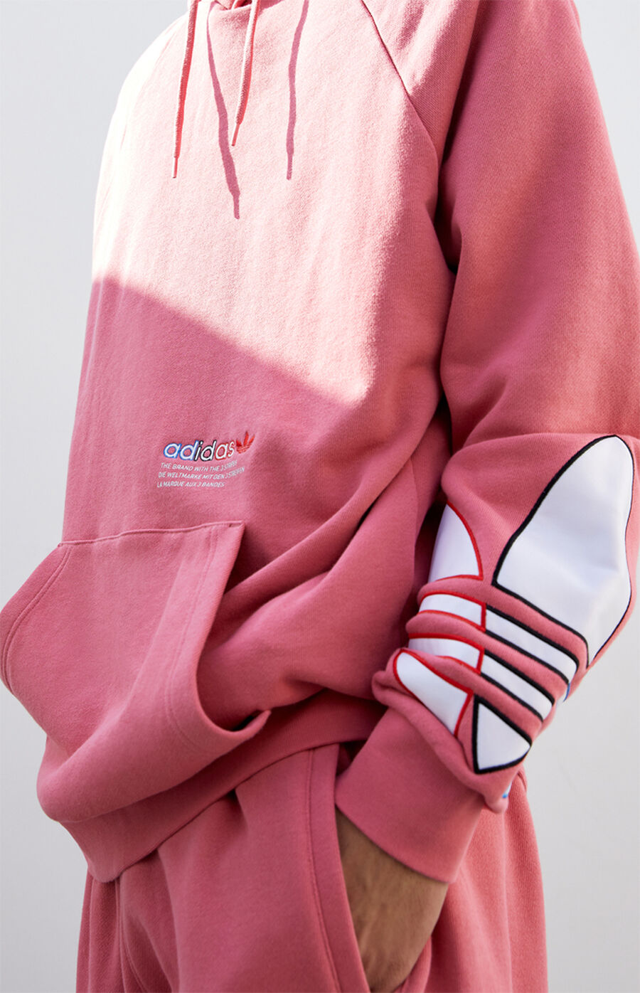 adidas Pink Tricolor Trefoil Hoodie PacSun