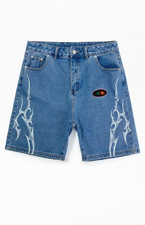Thorns Black Baggy Denim Shorts image number 1