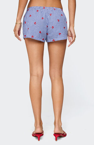 Cherry Embroidered Gingham Boxer Shorts image number 5