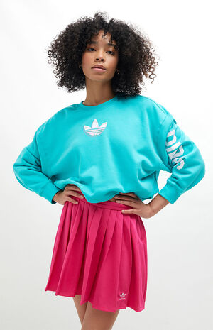 adidas Mint Logo Cropped Neck Sweatshirt PacSun