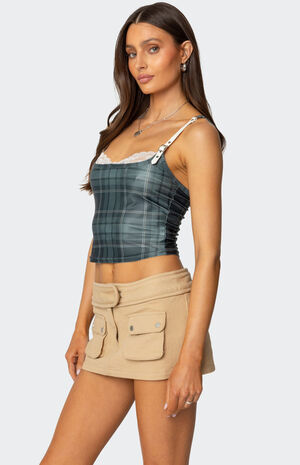 Plaid Lacey Peekaboo Top image number 3