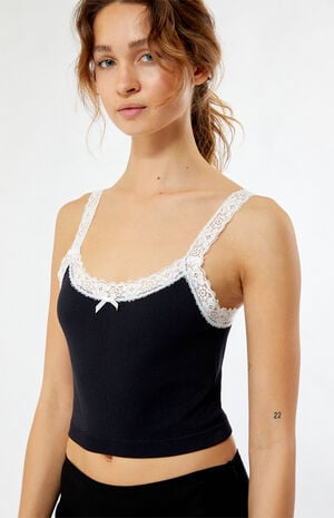 Seamless Lace Strap Tank Top image number 1