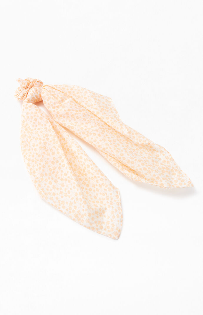 Peach Ditsy Floral Flowy Scrunchie