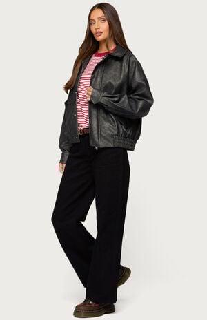 Mori Oversized Faux Leather Jacket image number 4