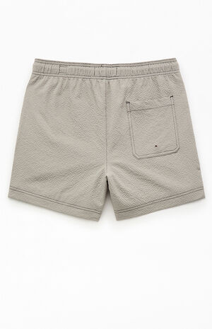 Gray Solid Seersucker 4.5" Swim Trunks image number 2