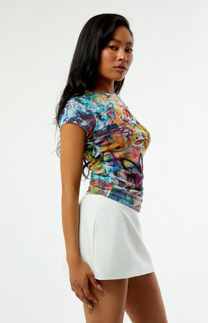 By PacSun Graffiti Mesh Short Sleeve Top image number 3