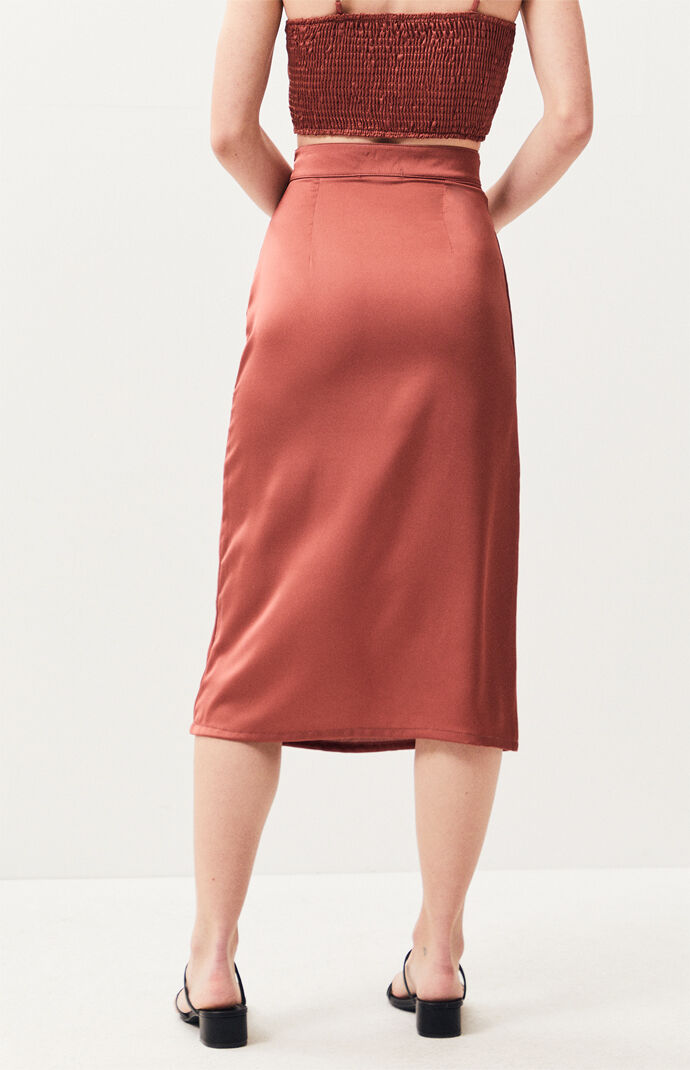kendall satin midi skirt