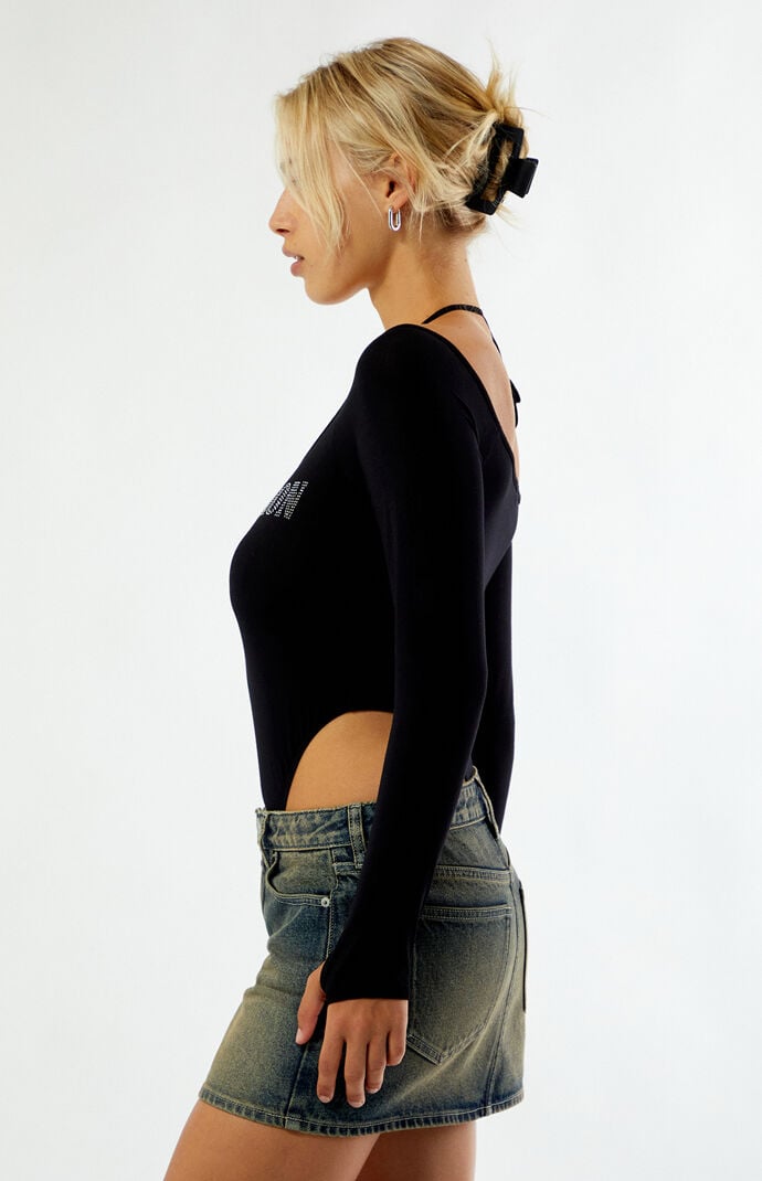 True Religion Crystal Tie Long Sleeve Bodysuit