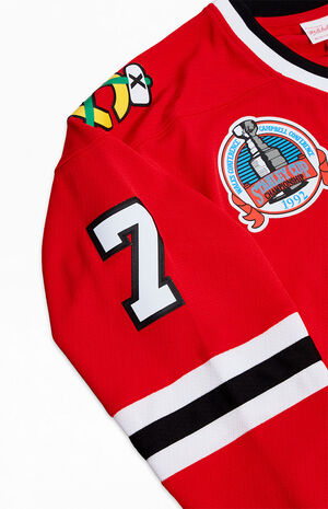 Blue Line Chris Chelios Chicago Blackhawks 1991 Jersey image number 3