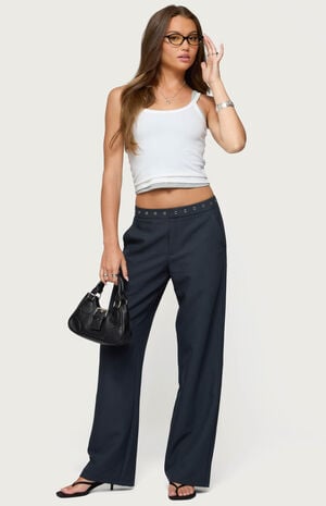 Ayve Eyelet Waist Straight Leg Pants image number 5