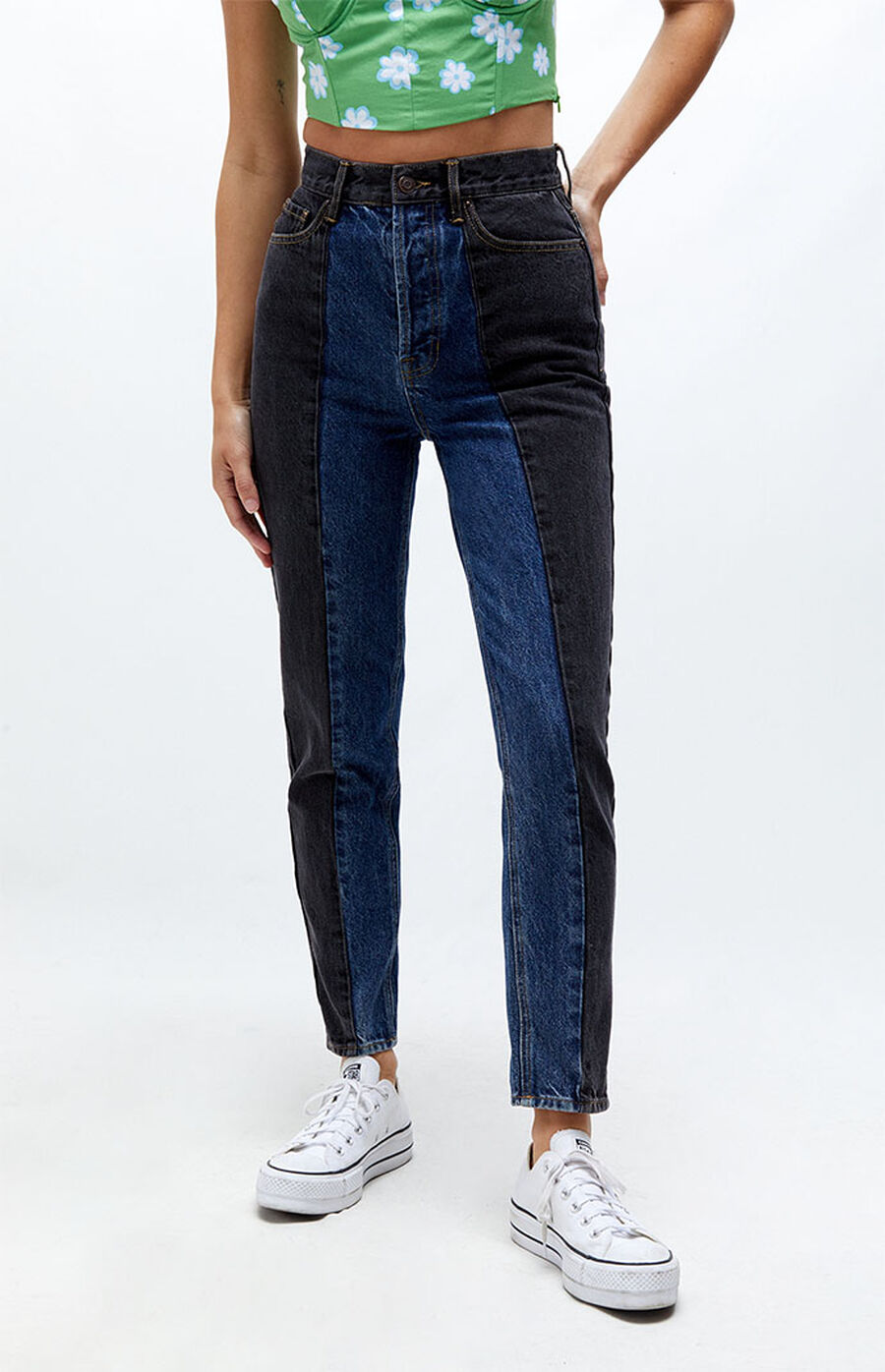 PacSun Eco Colorblocked Ultra High Waisted Slim Fit Jeans PacSun