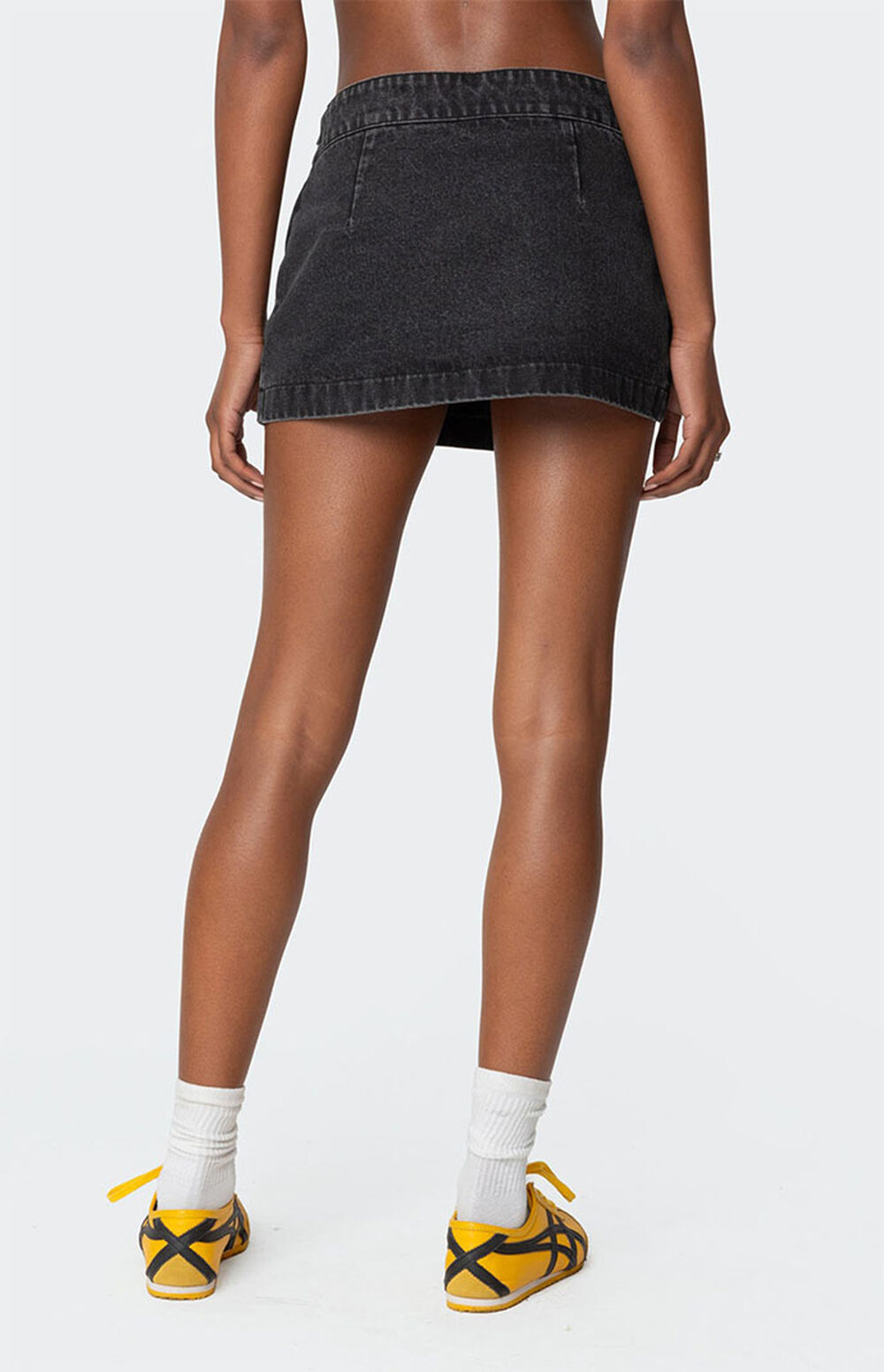 Contrast-Stitch Asymmetric Skort with Belt main image 1