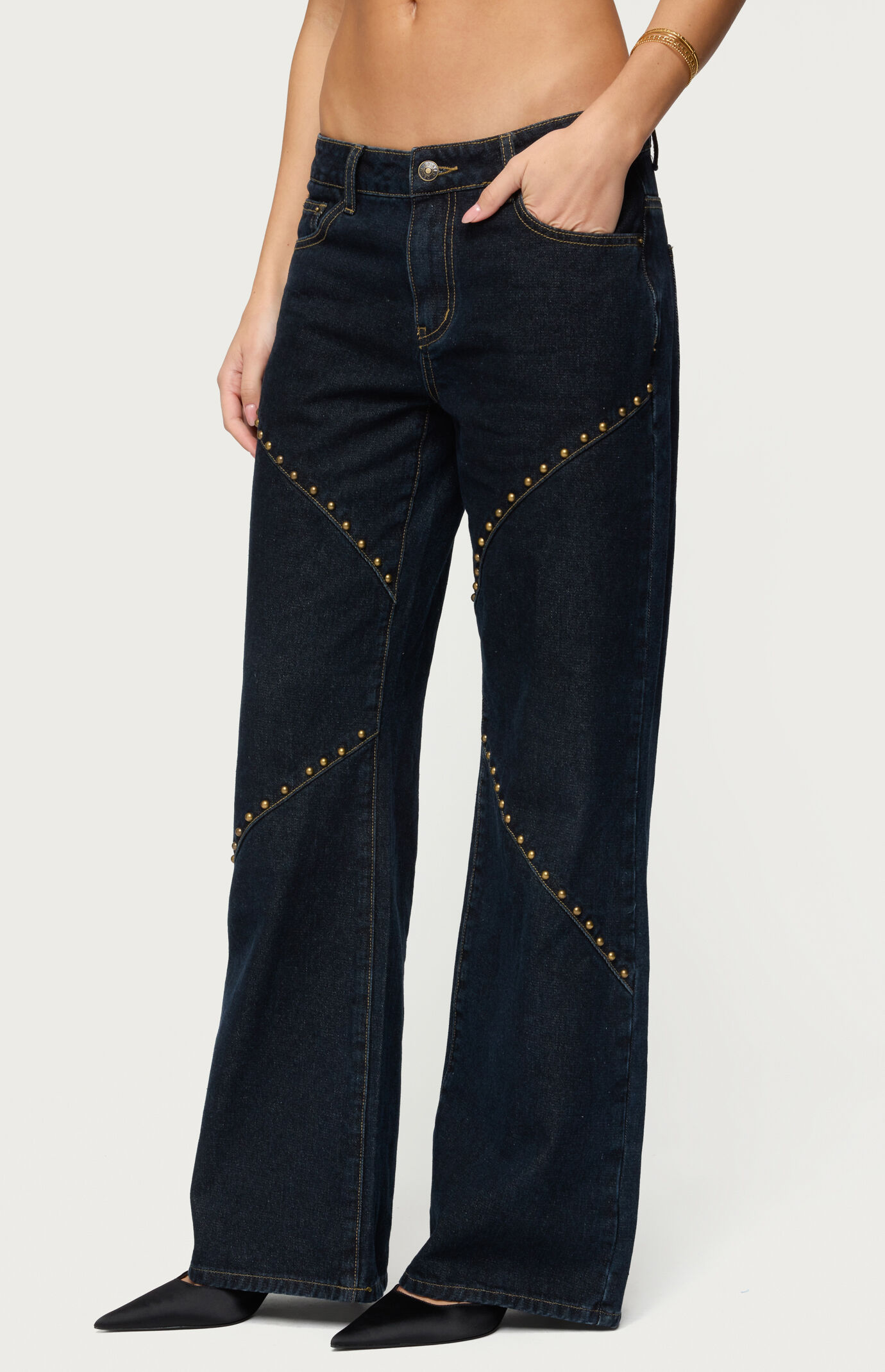 Edikted Charla Stud Low Rise Baggy Jeans