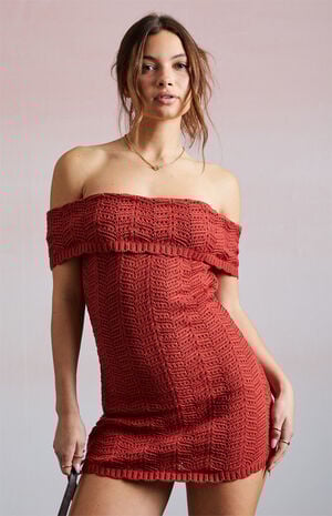 Crochet Off-The-Shoulder Mini Dress image number 3